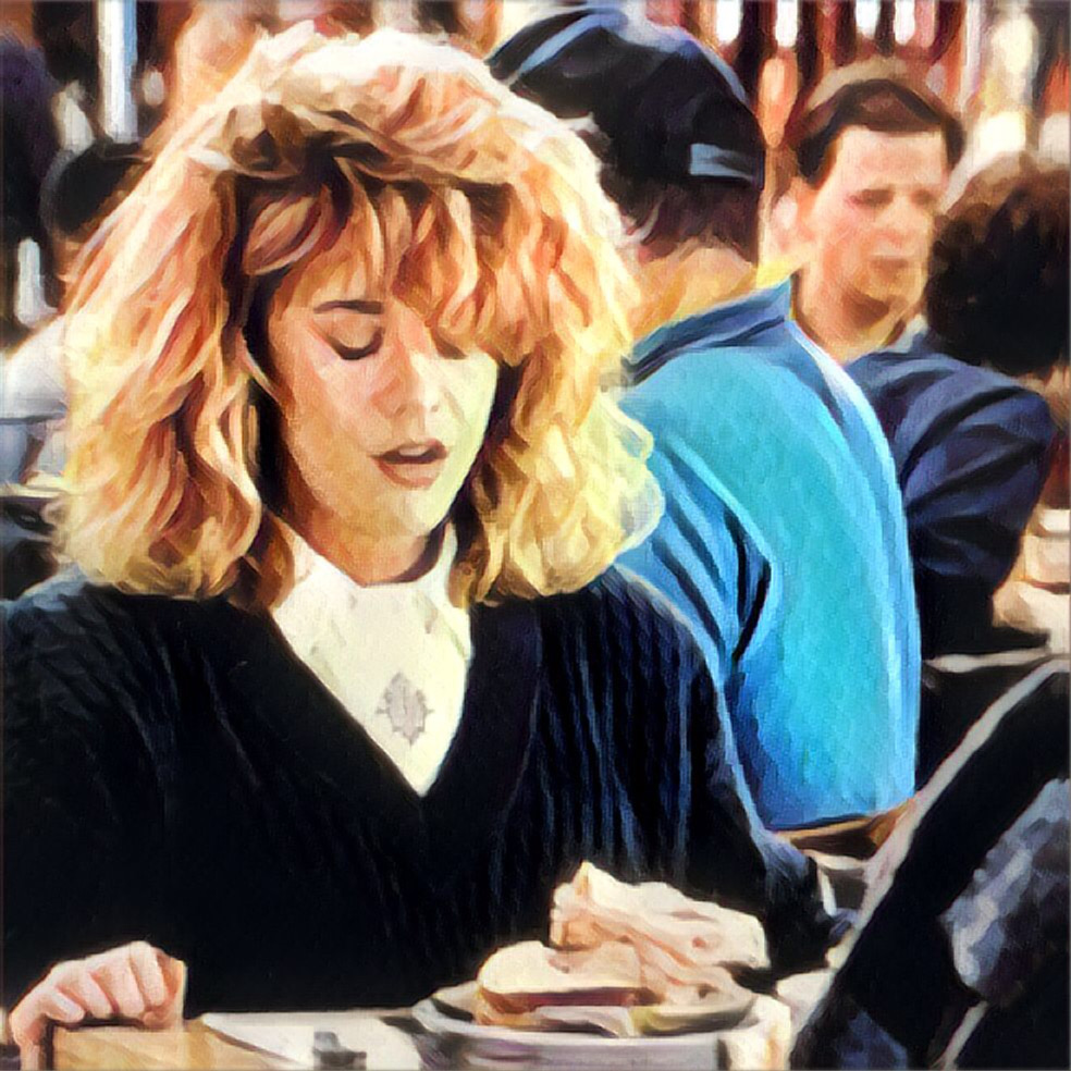 Sally Albright (Meg Ryan) with Harry Burns (Billy Crystal) in When Harry Met Sally.